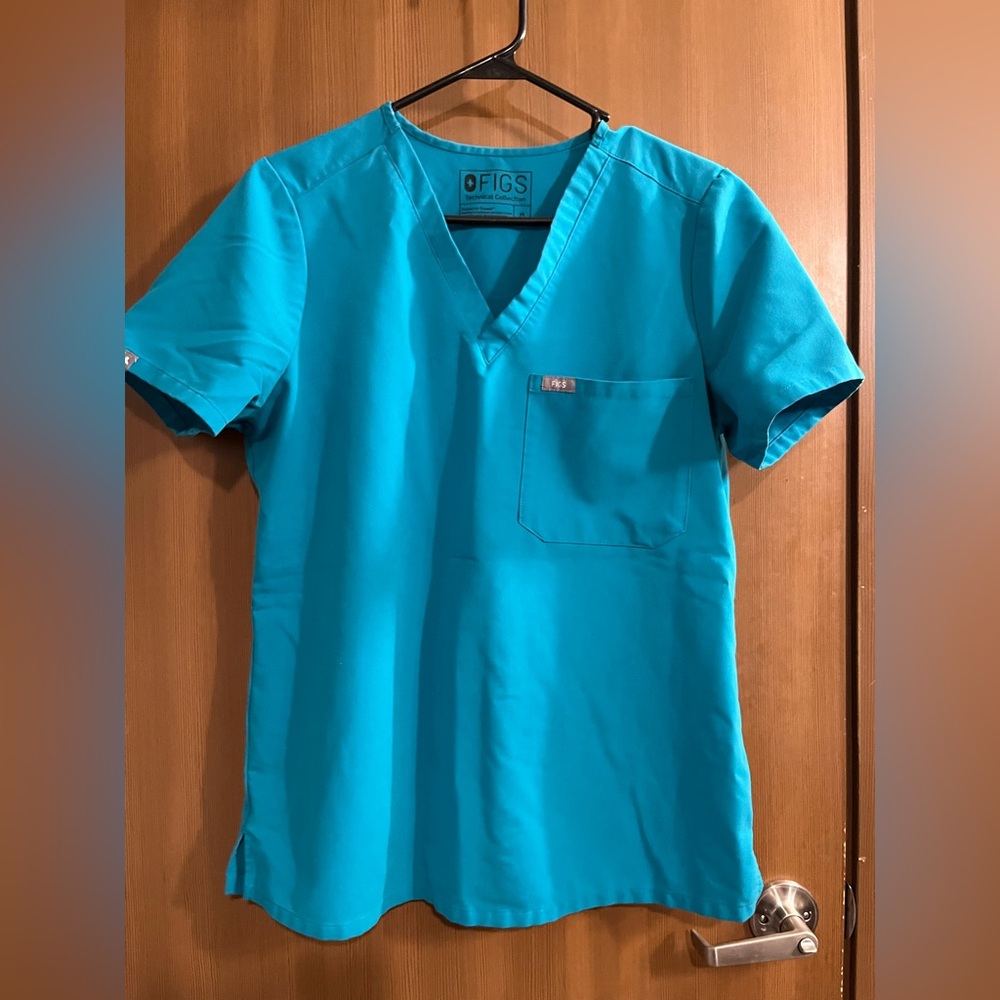Figs Women's Teal Scrub Top - Picture 2 of 3